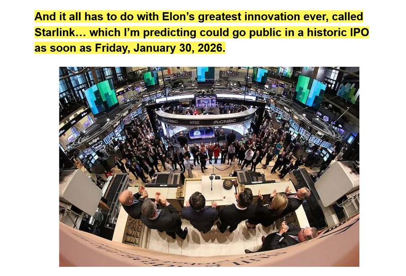 ELON MUSK TO ANNOUNCE STARLINK IPO